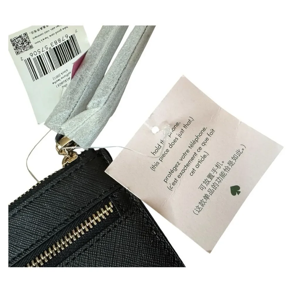 Kate Spade New York 'Tinie' black Saffiano leather zip-top wristlet